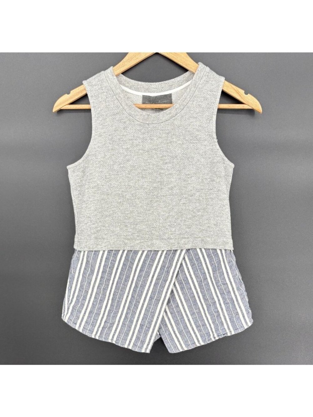 Sunday in Brooklyn Anthropologie Women's Mixed Media Tank Top XS Gray Striped